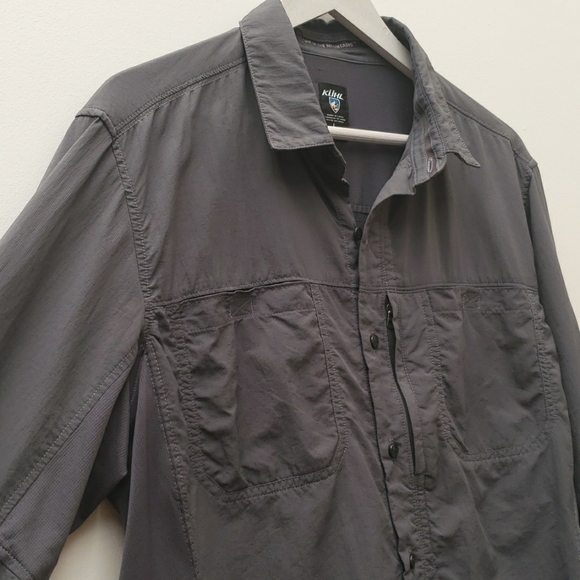 Kuhl Shirts Kuhl Invoke Mens Large Gray Long Sleeve Roll Tab Shirt